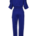 Euramerican Round Neck Dew Shoulder Blue Polyester One-piece Jumpsuits Euramerican Round Neck Dew Shoulder Blue Polyester One-piece Jumpsuits