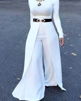 Fashion Round Neck Wide legs Design White Cotton Blends One-piece Jumpsuits(Without Accessories) Fashion Round Neck Wide legs Design White Cotton Blends One-piece Jumpsuits(Without Accessories)