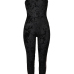 Leisure U-shaped Neck Patchwork Black Velvet One-piece Jumpsuits Leisure U-shaped Neck Patchwork Black Velvet One-piece Jumpsuits