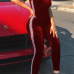 Leisure U-shaped Neck Patchwork Wine Red Velvet One-piece Jumpsuits Leisure U-shaped Neck Patchwork Wine Red Velvet One-piece Jumpsuits