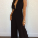Sexy Deep V Neck Backless Black Polyester One-piece Jumpsuits Sexy Deep V Neck Backless Black Polyester One-piece Jumpsuits