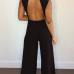 Sexy Deep V Neck Backless Black Polyester One-piece Jumpsuits Sexy Deep V Neck Backless Black Polyester One-piece Jumpsuits