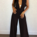 Sexy Deep V Neck Backless Black Polyester One-piece Jumpsuits Sexy Deep V Neck Backless Black Polyester One-piece Jumpsuits