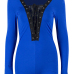 Sexy Deep V Neck Lace-up Hollow-out Blue Polyester One-piece Jumpsuits Sexy Deep V Neck Lace-up Hollow-out Blue Polyester One-piece Jumpsuits