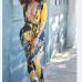Sexy Deep V Neck Printed Yellow Polyester One-piece Jumpsuits Sexy Deep V Neck Printed Yellow Polyester One-piece Jumpsuits
