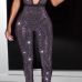 Sexy Deep V Neck Sequined Decorative Black Polyester One-piece Jumpsuits Sexy Deep V Neck Sequined Decorative Black Polyester One-piece Jumpsuits