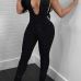 Sexy Deep V Neck Sequined Decorative Black Polyester One-piece Jumpsuits Sexy Deep V Neck Sequined Decorative Black Polyester One-piece Jumpsuits