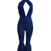 Sexy Halter Neck Backless Blue Polyester One-piece Jumpsuits Sexy Halter Neck Backless Blue Polyester One-piece Jumpsuits