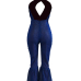 Sexy Halter Neck Backless Blue Polyester One-piece Jumpsuits Sexy Halter Neck Backless Blue Polyester One-piece Jumpsuits