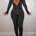  Sexy Hollow-out Zipper Design Black Polyester One-piece Jumpsuits