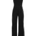  Sexy Side Split Black Polyester One-piece Jumpsuits