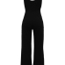  Sexy Side Split Black Polyester One-piece Jumpsuits