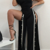  Sexy Side Split Black Polyester One-piece Jumpsuits
