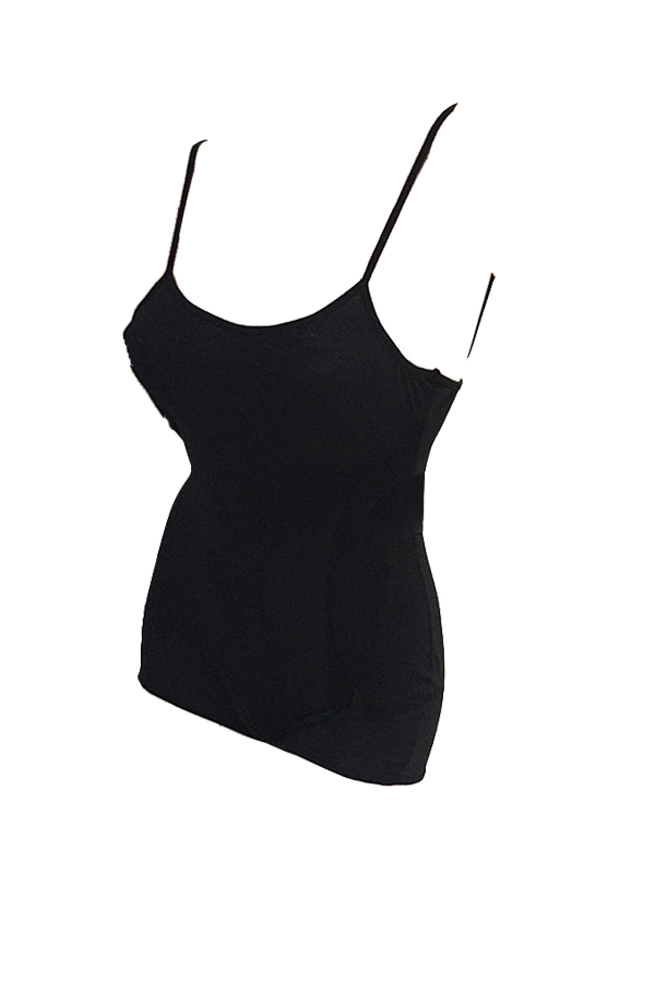  Sexy Spaghetti Strap Sleeveless Black Cotton One-piece Short Jumpsuit