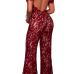 Sexy Stand Collar Hollow-out Wine Red Bud Silk One-piece Jumpsuits Sexy Stand Collar Hollow-out Wine Red Bud Silk One-piece Jumpsuits