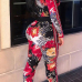 Sexy V Neck Floral Printed Red Polyester One-piece Jumpsuits Sexy V Neck Floral Printed Red Polyester One-piece Jumpsuits