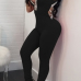 Sexy V Neck Hollow-out Black Polyester One-piece Jumpsuits Sexy V Neck Hollow-out Black Polyester One-piece Jumpsuits