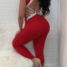 Sexy V Neck Hollow-out Red Polyester One-piece Jumpsuits Sexy V Neck Hollow-out Red Polyester One-piece Jumpsuits