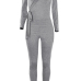 Sexy V Neck Lacing Design Light Grey Cotton Blends One-piece Jumpsuits Sexy V Neck Lacing Design Light Grey Cotton Blends One-piece Jumpsuits