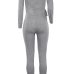 Sexy V Neck Lacing Design Light Grey Cotton Blends One-piece Jumpsuits Sexy V Neck Lacing Design Light Grey Cotton Blends One-piece Jumpsuits