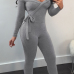 Sexy V Neck Lacing Design Light Grey Cotton Blends One-piece Jumpsuits Sexy V Neck Lacing Design Light Grey Cotton Blends One-piece Jumpsuits