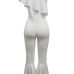  Trendy Dew Shoulder Falbala Design White Polyester One-piece Jumpsuits
