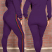  Trendy Round Neck Falbala Design Purple Polyester One-piece Jumpsuits