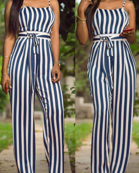  Trendy Striped Milk Fiber One-piece Jumpsuits