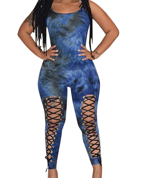 Twilled Print Skinny Jumpsuits Twilled Print Skinny Jumpsuits