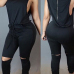 Casual O Neck Tank Sleeveless Drawstring Hollow-out Black Polyester One-piece Skinny Jumpsuits Casual O Neck Tank Sleeveless Drawstring Hollow-out Black Polyester One-piece Skinny Jumpsuits