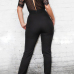 Charismatic V Neck Half Sleeves Mesh Patchwork Hollow-out Black Polyester One-piece Jumpsuits Charismatic V Neck Half Sleeves Mesh Patchwork Hollow-out Black Polyester One-piece Jumpsuits