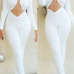 Charming Round Neck Long Sleeves Mesh Patchwork See-Through White Polyester One-piece Skinny Jumpsuits Charming Round Neck Long Sleeves Mesh Patchwork See-Through White Polyester One-piece Skinny Jumpsuits