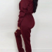 Contracted Style Bateau Neck Strapless Long Sleeves Broken Holes Wine Red Polyester One-piece Jumpsuits Contracted Style Bateau Neck Strapless Long Sleeves Broken Holes Wine Red Polyester One-piece Jumpsuits