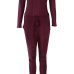 Contracted Style Bateau Neck Strapless Long Sleeves Broken Holes Wine Red Polyester One-piece Jumpsuits Contracted Style Bateau Neck Strapless Long Sleeves Broken Holes Wine Red Polyester One-piece Jumpsuits