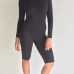 Contracted Style Round Neck Long Sleeves Black Spandex One-piece Skinny Jumpsuits Contracted Style Round Neck Long Sleeves Black Spandex One-piece Skinny Jumpsuits