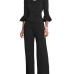 Euramerican Round Neck Half Sleeves Black Knitting One-piece Jumpsuits (Without Necklace)