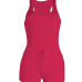Leisure Sleeveless Drawstring Design Wine Red Polyester One-piece Skinny Jumpsuits Leisure Sleeveless Drawstring Design Wine Red Polyester One-piece Skinny Jumpsuits