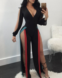 Polyester Patchwork Straight Jumpsuits