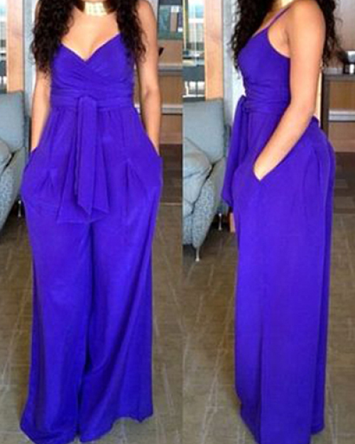 Polyester Solid Boot Cut Womens Jumpsuits Polyester Solid Boot Cut Womens Jumpsuits