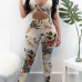 Sexy Backless Printed Healthy Fabric One-piece Skinny Jumpsuits Sexy Backless Printed Healthy Fabric One-piece Skinny Jumpsuits