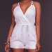 Sexy Deep V Neck Backless White Cotton One-piece Jumpsuits Sexy Deep V Neck Backless White Cotton One-piece Jumpsuits