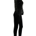 Sexy Deep V Neck Sequined Decorative Black Polyester One-piece Jumpsuits Sexy Deep V Neck Sequined Decorative Black Polyester One-piece Jumpsuits