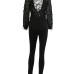 Sexy Deep V Neck Sequined Decorative Black Polyester One-piece Jumpsuits Sexy Deep V Neck Sequined Decorative Black Polyester One-piece Jumpsuits