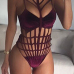 Sexy Halter Neck Hollow-out Purplish Red Velvet One-piece Skinny Jumpsuits Sexy Halter Neck Hollow-out Purplish Red Velvet One-piece Skinny Jumpsuits