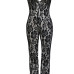 Sexy Halter V Neck Sleeveless Print Lace One-piece Skinny Jumpsuit Sexy Halter V Neck Sleeveless Print Lace One-piece Skinny Jumpsuit