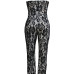 Sexy Halter V Neck Sleeveless Print Lace One-piece Skinny Jumpsuit Sexy Halter V Neck Sleeveless Print Lace One-piece Skinny Jumpsuit