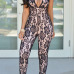 Sexy Halter V Neck Sleeveless Print Lace One-piece Skinny Jumpsuit Sexy Halter V Neck Sleeveless Print Lace One-piece Skinny Jumpsuit