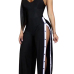 Sexy High Split Black Twilled One-piece Jumpsuits Sexy High Split Black Twilled One-piece Jumpsuits