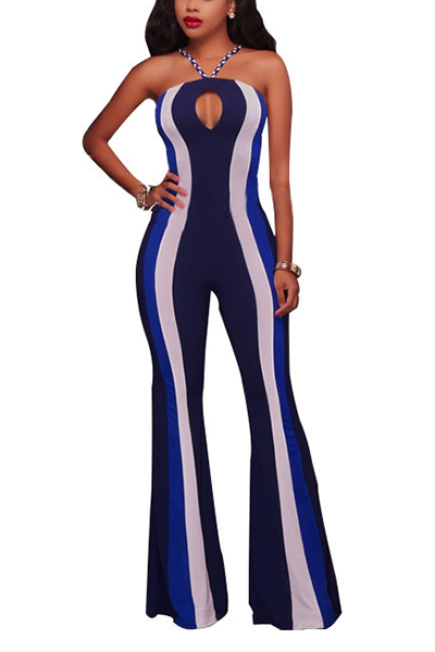 Sexy Hollow-out Striped Milk Fiber One-piece Jumpsuits