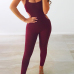 Sexy Hollow-out Wine Red Polyester One-piece Skinny Jumpsuits(With Belt) Sexy Hollow-out Wine Red Polyester One-piece Skinny Jumpsuits(With Belt)